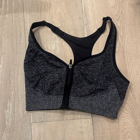 Member's Mark Other - Heather Gray and Black Zip-Front Sports Bra